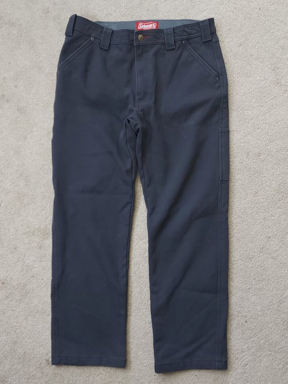 Coleman Men's Fleece Lined Cargo Work Pants Black Canvas 34x32 Red Insulated